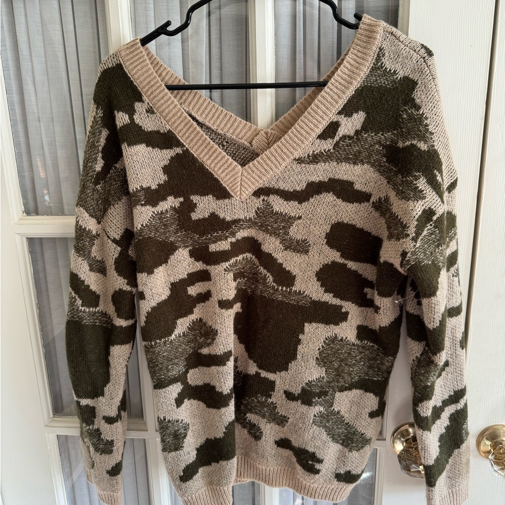 Camouflage V-Neck Sweater
